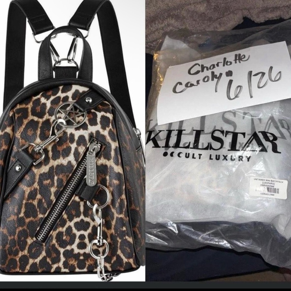 Killstar Black and Brown Leopard Backpack